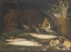 Прикрепленное изображение: Giovanni_Rivalta_Still_life_with_a_cat_and_a_mackerel_on_a_table_top.jpg